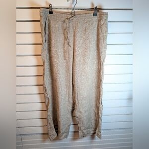 Pure Jill J. Jill Women's Wide Leg Pants Large Taupe Linen Blend EUC
